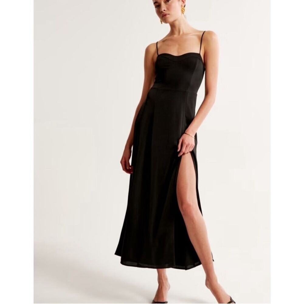 Abercrombie Black Satin Camille Maxi Dress NWT XXL